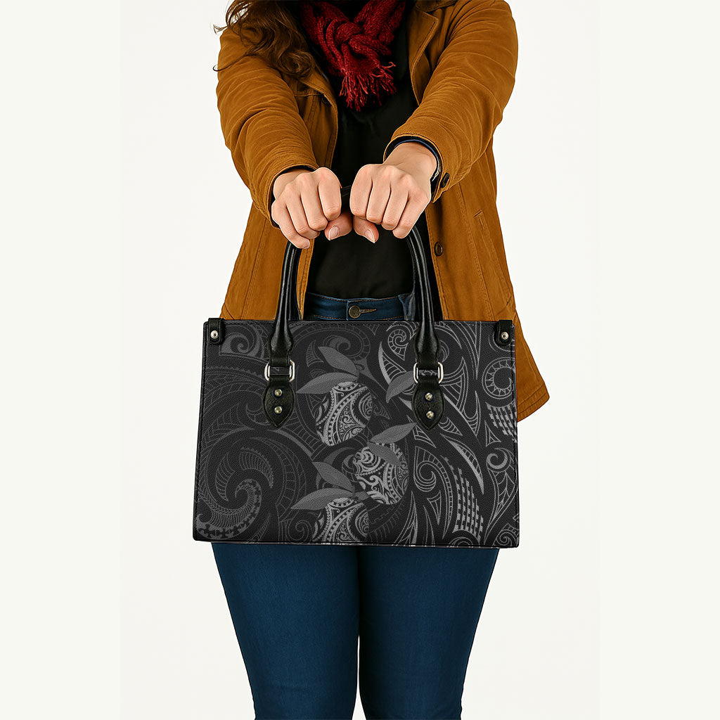 Hawaiian Mango Tribal Tattoo Leather Bag Black White Pacific Traditional Pattern LT9 - Polynesian Pride