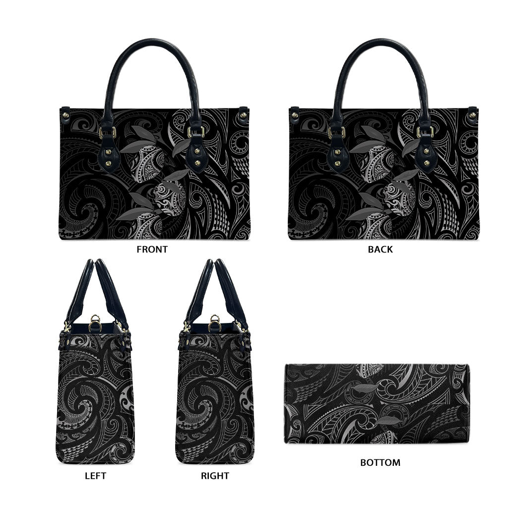 Hawaiian Mango Tribal Tattoo Leather Bag Black White Pacific Traditional Pattern LT9 - Polynesian Pride