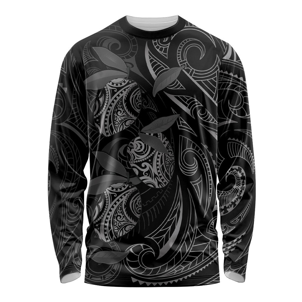 Hawaiian Mango Tribal Tattoo Long Sleeve Shirt Black White Pacific Traditional Pattern LT9 Unisex Black - Polynesian Pride