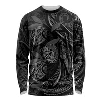 Hawaiian Mango Tribal Tattoo Long Sleeve Shirt Black White Pacific Traditional Pattern LT9 Unisex Black - Polynesian Pride