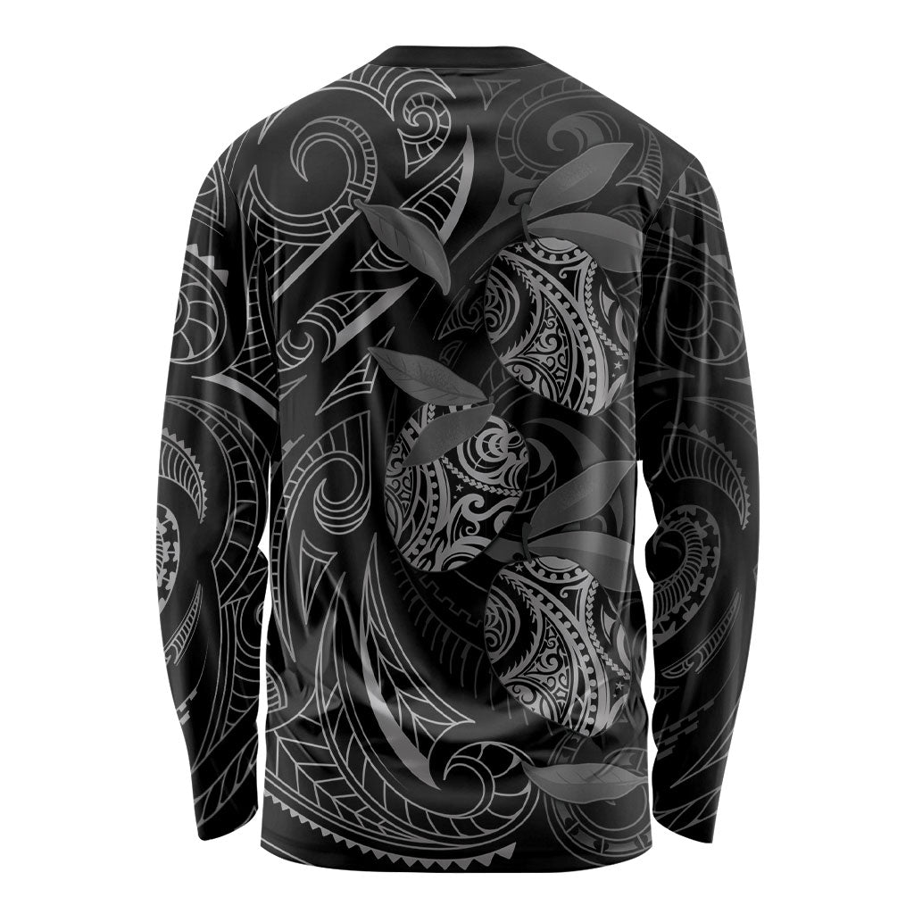 Hawaiian Mango Tribal Tattoo Long Sleeve Shirt Black White Pacific Traditional Pattern LT9 - Polynesian Pride