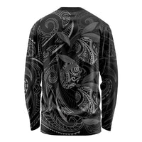 Hawaiian Mango Tribal Tattoo Long Sleeve Shirt Black White Pacific Traditional Pattern LT9 - Polynesian Pride
