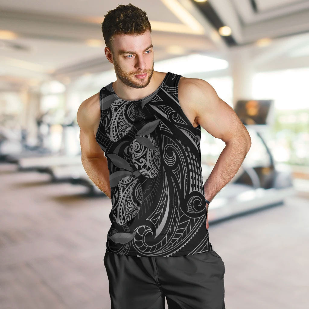 Hawaiian Mango Tribal Tattoo Men Tank Top Black White Pacific Traditional Pattern LT9 Black - Polynesian Pride