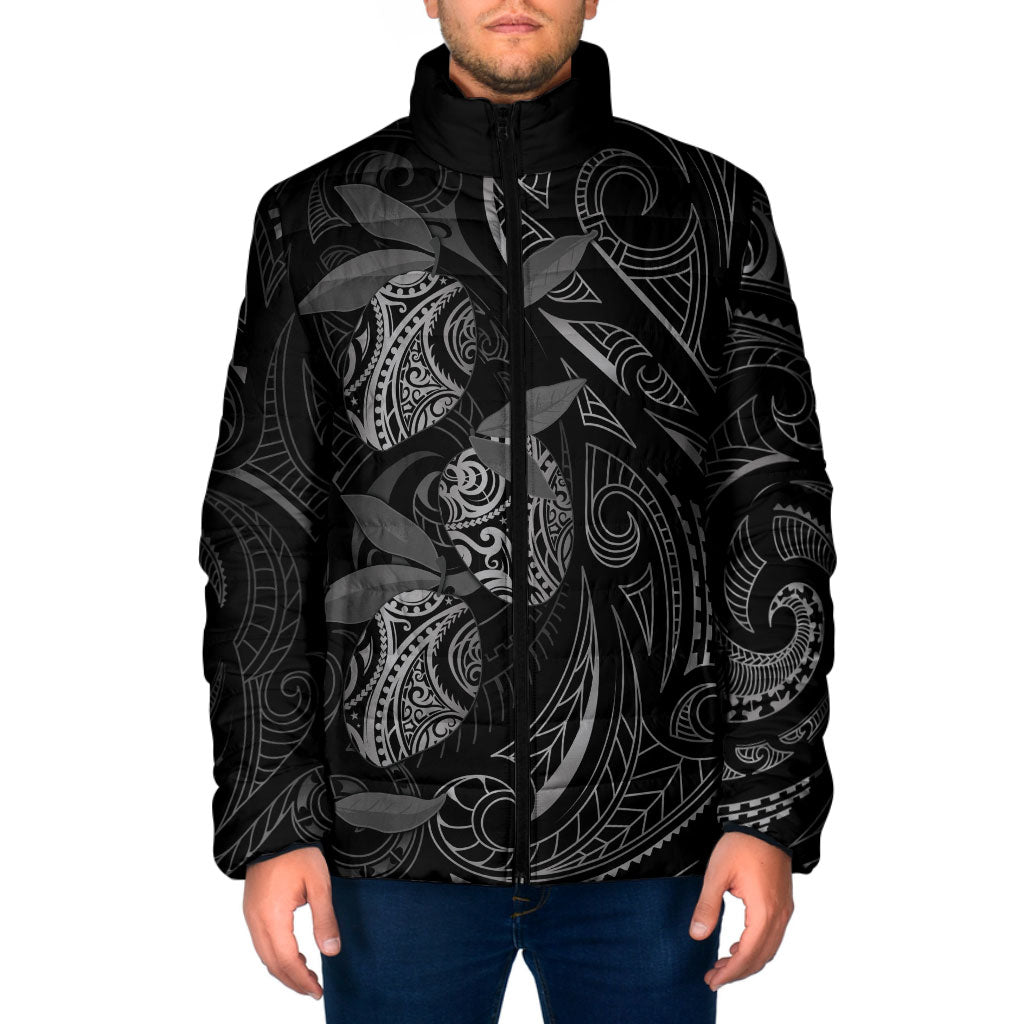 Hawaiian Mango Tribal Tattoo Padded Jacket Black White Pacific Traditional Pattern LT9 Men Black - Polynesian Pride