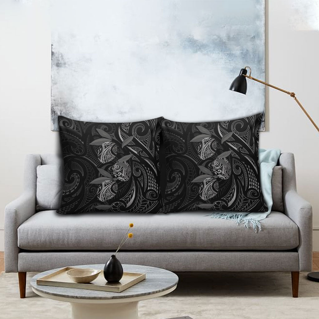 Hawaiian Mango Tribal Tattoo Pillow Cover Black White Pacific Traditional Pattern LT9 - Polynesian Pride