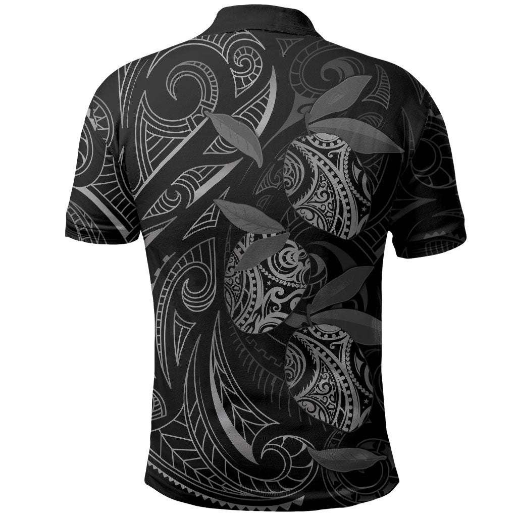 Hawaiian Mango Tribal Tattoo Polo Shirt Black White Pacific Traditional Pattern LT9 - Polynesian Pride