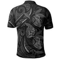 Hawaiian Mango Tribal Tattoo Polo Shirt Black White Pacific Traditional Pattern LT9 - Polynesian Pride
