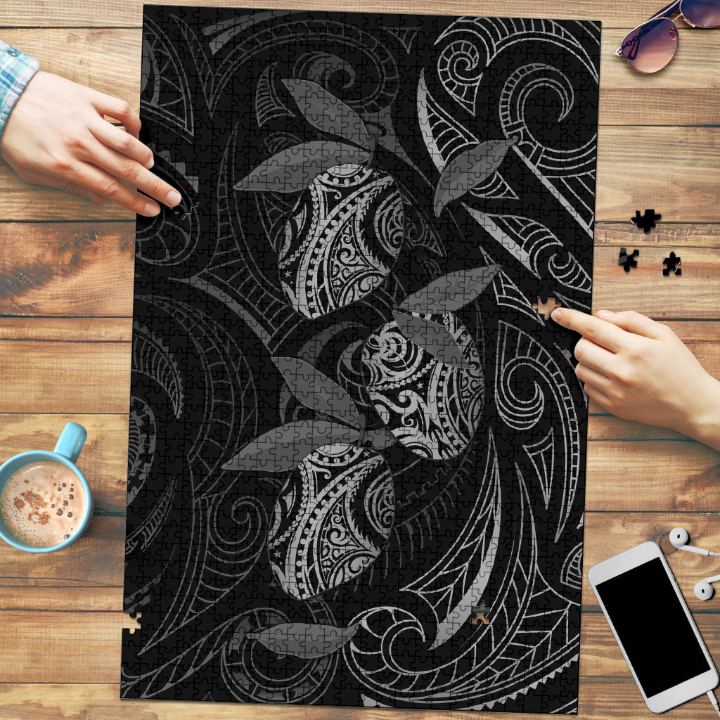 Hawaiian Mango Tribal Tattoo Puzzle Black White Pacific Traditional Pattern LT9 Black - Polynesian Pride