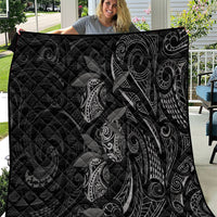 Hawaiian Mango Tribal Tattoo Quilt Black White Pacific Traditional Pattern LT9 Black - Polynesian Pride
