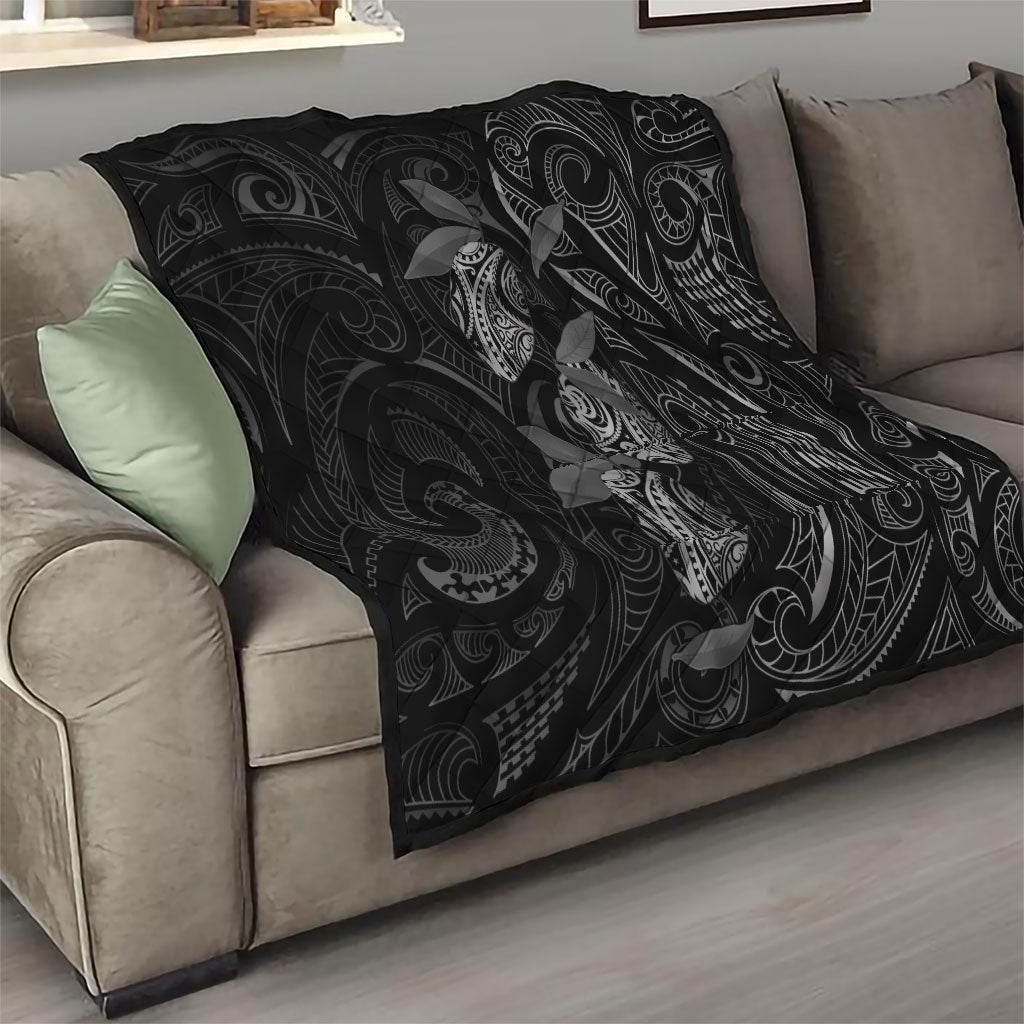 Hawaiian Mango Tribal Tattoo Quilt Black White Pacific Traditional Pattern LT9 - Polynesian Pride