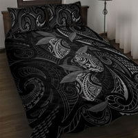 Hawaiian Mango Tribal Tattoo Quilt Bed Set Black White Pacific Traditional Pattern LT9 Black - Polynesian Pride