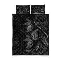 Hawaiian Mango Tribal Tattoo Quilt Bed Set Black White Pacific Traditional Pattern LT9 - Polynesian Pride