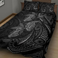 Hawaiian Mango Tribal Tattoo Quilt Bed Set Black White Pacific Traditional Pattern LT9 - Polynesian Pride