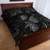 Hawaiian Mango Tribal Tattoo Quilt Bed Set Black White Pacific Traditional Pattern LT9 - Polynesian Pride