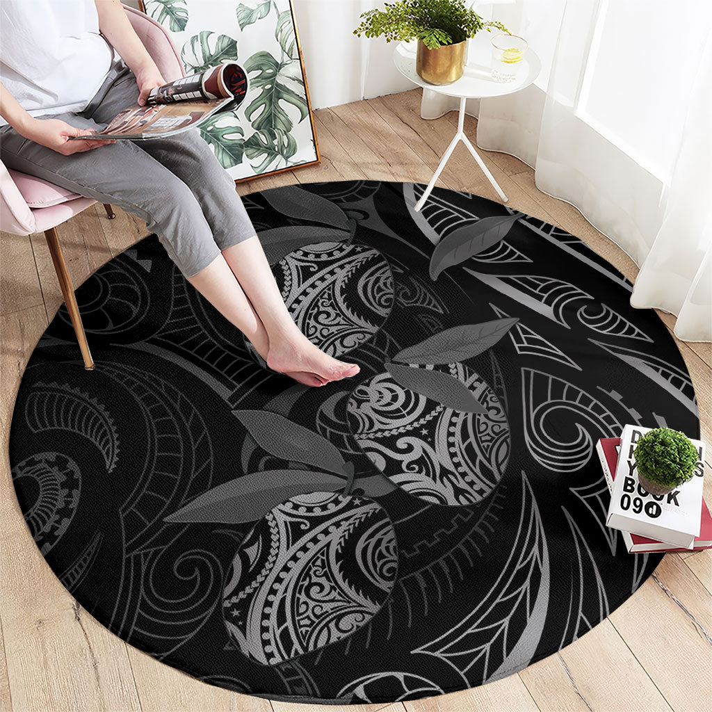 Hawaiian Mango Tribal Tattoo Round Carpet Black White Pacific Traditional Pattern LT9 - Polynesian Pride