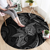 Hawaiian Mango Tribal Tattoo Round Carpet Black White Pacific Traditional Pattern LT9 - Polynesian Pride