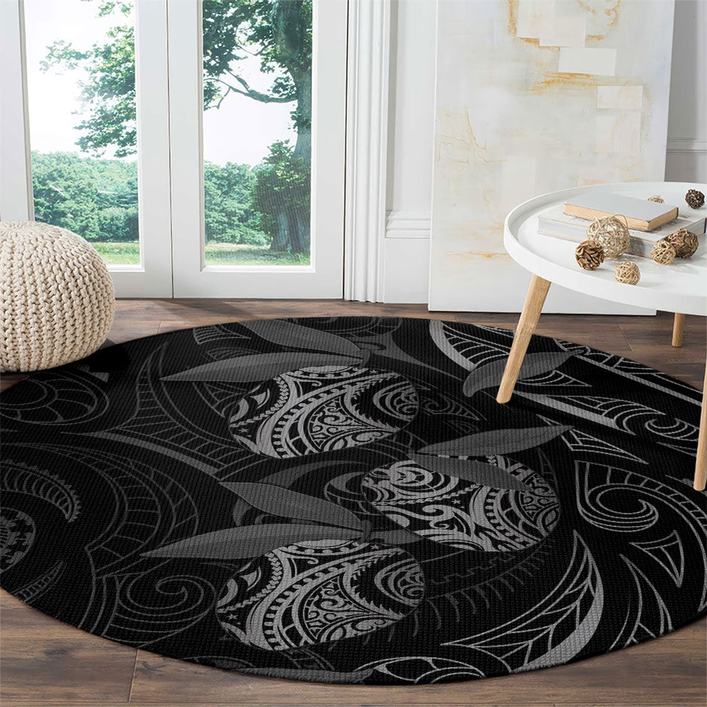 Hawaiian Mango Tribal Tattoo Round Carpet Black White Pacific Traditional Pattern LT9 - Polynesian Pride