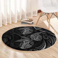 Hawaiian Mango Tribal Tattoo Round Carpet Black White Pacific Traditional Pattern LT9 - Polynesian Pride