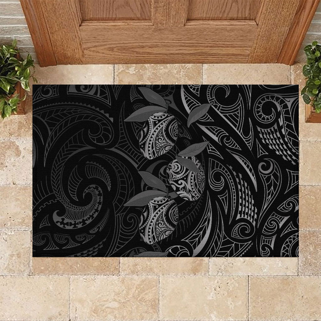 Hawaiian Mango Tribal Tattoo Rubber Doormat Black White Pacific Traditional Pattern LT9 Black - Polynesian Pride