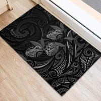 Hawaiian Mango Tribal Tattoo Rubber Doormat Black White Pacific Traditional Pattern LT9 - Polynesian Pride