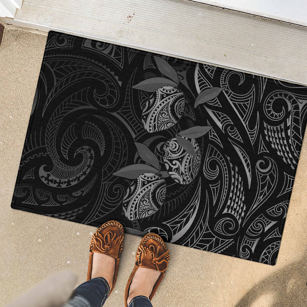 Hawaiian Mango Tribal Tattoo Rubber Doormat Black White Pacific Traditional Pattern LT9 - Polynesian Pride