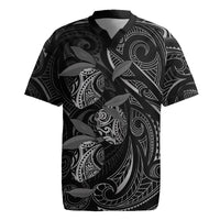 Hawaiian Mango Tribal Tattoo Rugby Jersey Black White Pacific Traditional Pattern LT9 Black - Polynesian Pride
