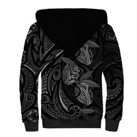 Hawaiian Mango Tribal Tattoo Sherpa Hoodie Black White Pacific Traditional Pattern LT9 - Polynesian Pride