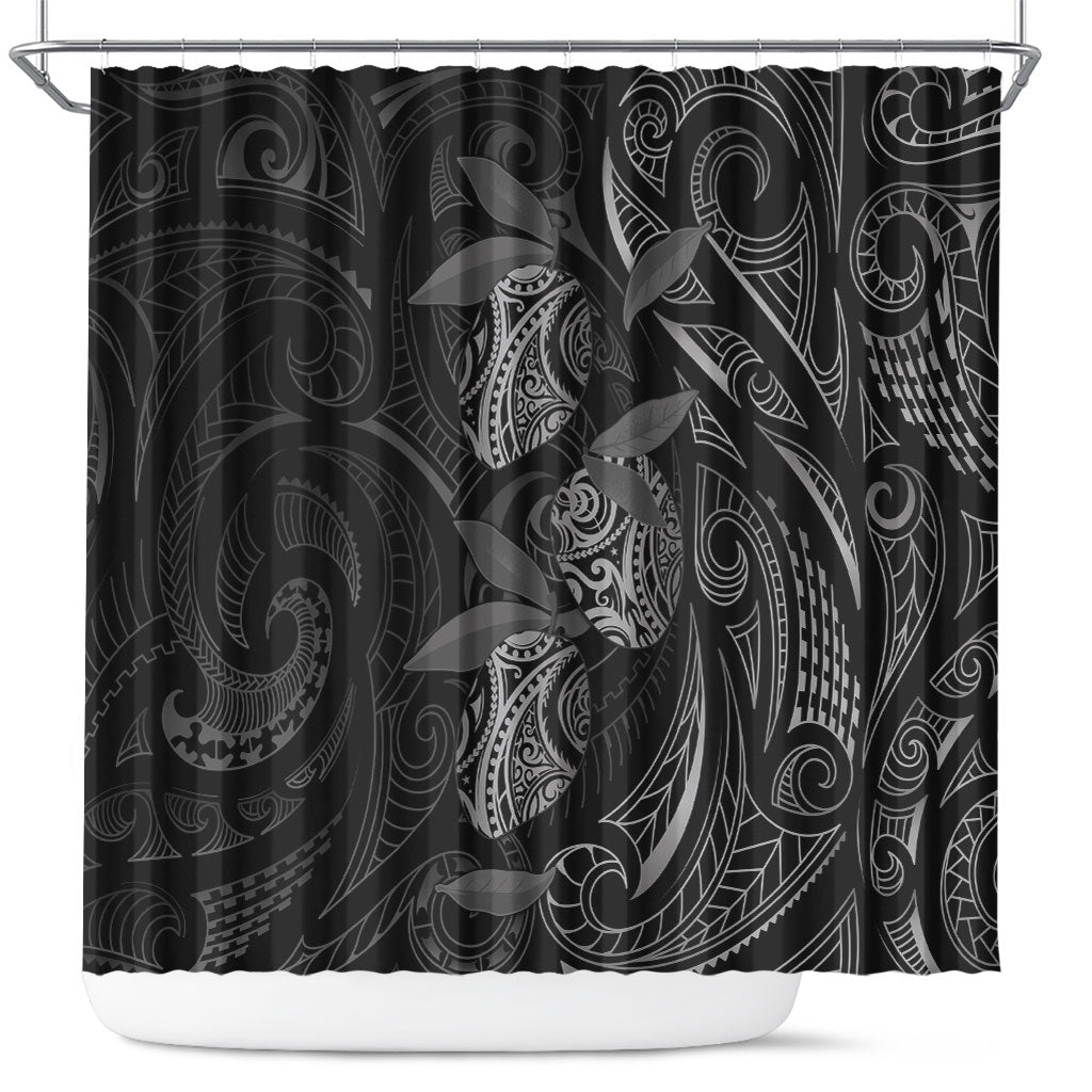 Hawaiian Mango Tribal Tattoo Shower Curtain Black White Pacific Traditional Pattern LT9 Black - Polynesian Pride