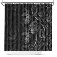 Hawaiian Mango Tribal Tattoo Shower Curtain Black White Pacific Traditional Pattern LT9 Black - Polynesian Pride
