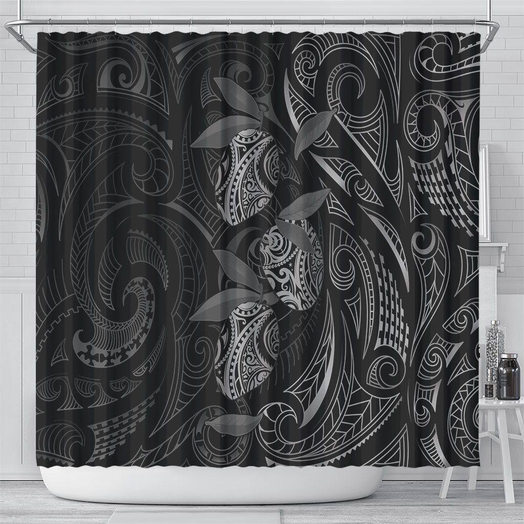 Hawaiian Mango Tribal Tattoo Shower Curtain Black White Pacific Traditional Pattern LT9 - Polynesian Pride