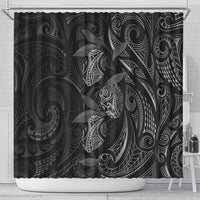 Hawaiian Mango Tribal Tattoo Shower Curtain Black White Pacific Traditional Pattern LT9 - Polynesian Pride