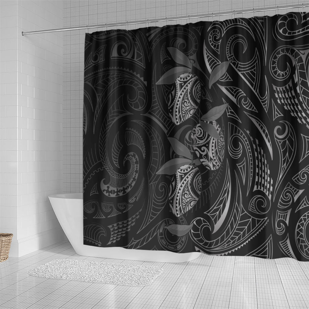Hawaiian Mango Tribal Tattoo Shower Curtain Black White Pacific Traditional Pattern LT9 - Polynesian Pride