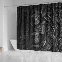 Hawaiian Mango Tribal Tattoo Shower Curtain Black White Pacific Traditional Pattern LT9 - Polynesian Pride