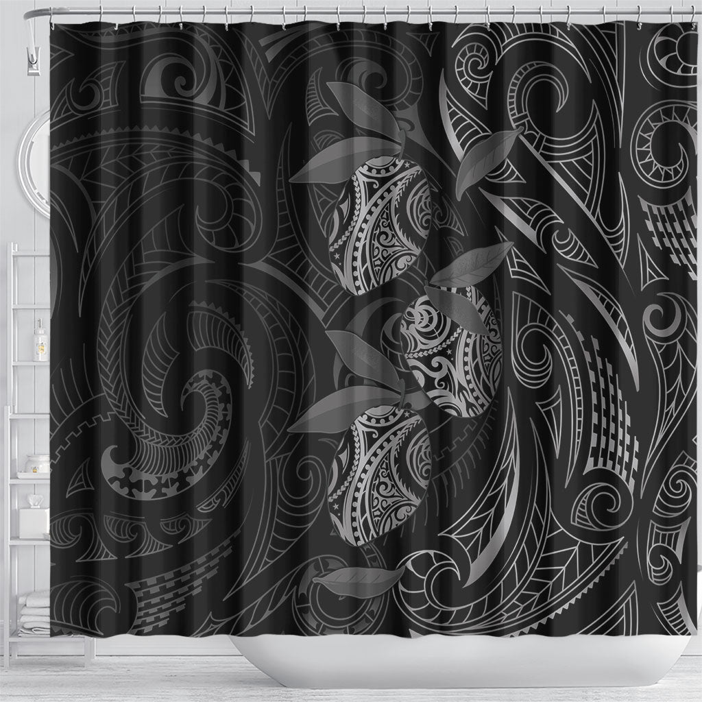 Hawaiian Mango Tribal Tattoo Shower Curtain Black White Pacific Traditional Pattern LT9 - Polynesian Pride