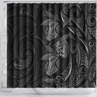Hawaiian Mango Tribal Tattoo Shower Curtain Black White Pacific Traditional Pattern LT9 - Polynesian Pride