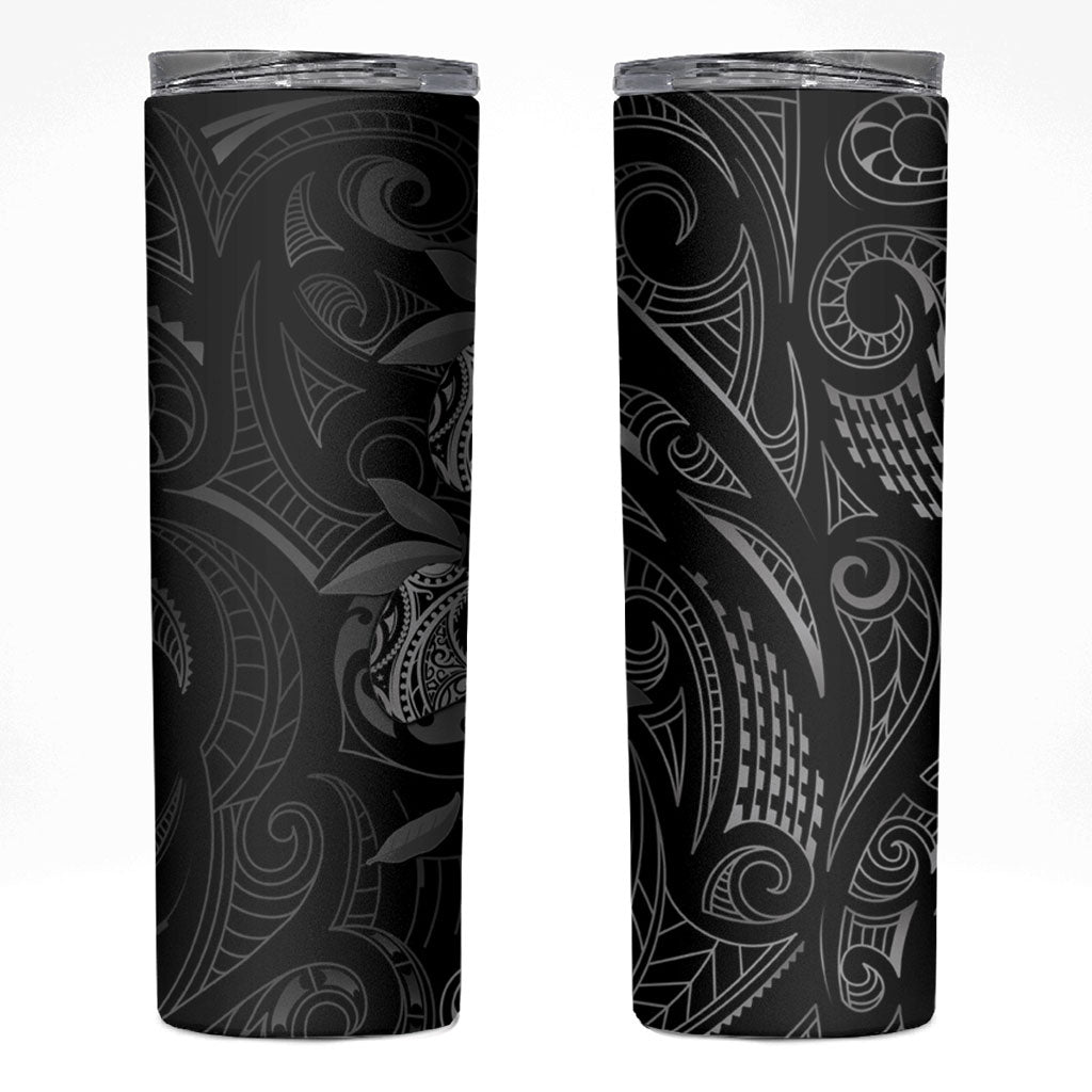 Hawaiian Mango Tribal Tattoo Skinny Tumbler Black White Pacific Traditional Pattern LT9 Black - Polynesian Pride