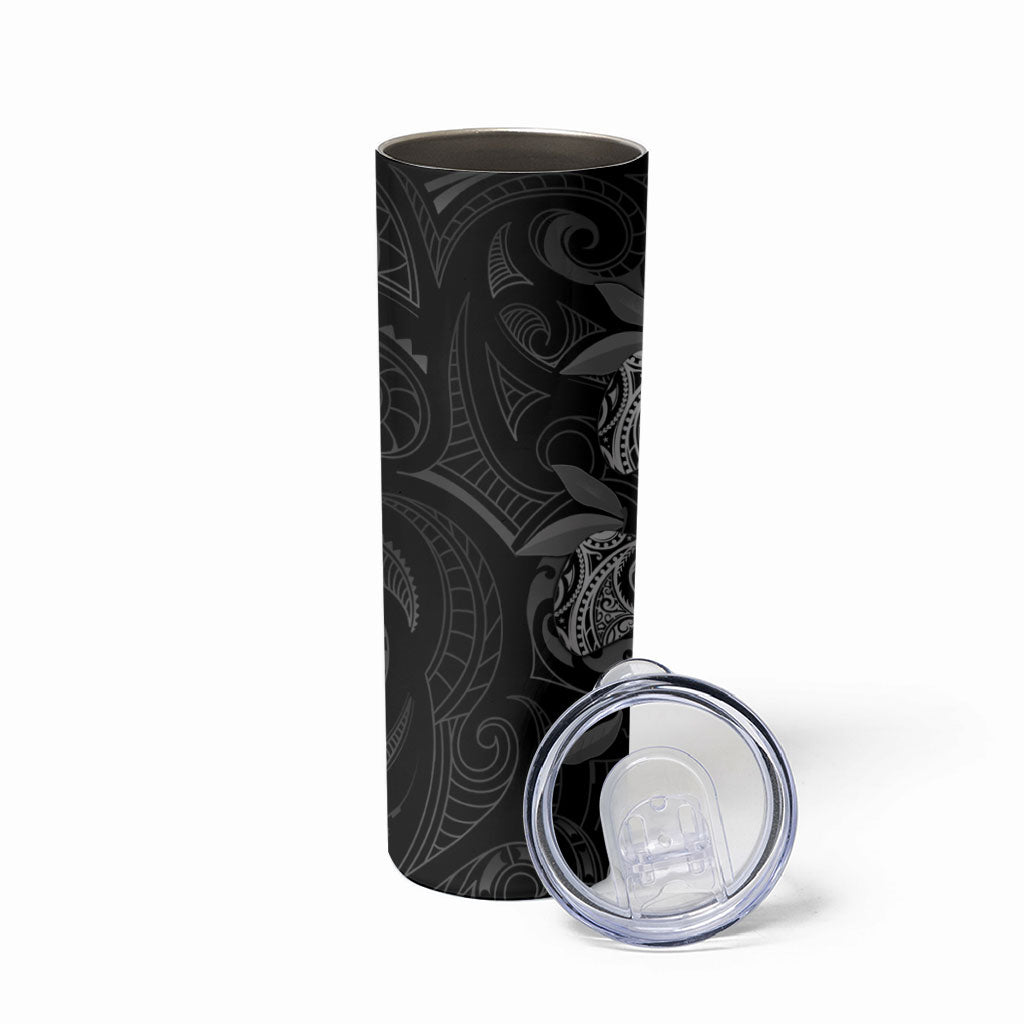 Hawaiian Mango Tribal Tattoo Skinny Tumbler Black White Pacific Traditional Pattern LT9 - Polynesian Pride