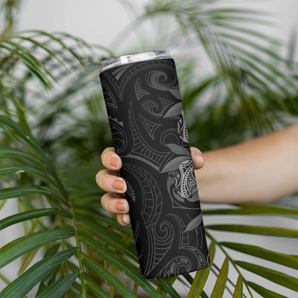 Hawaiian Mango Tribal Tattoo Skinny Tumbler Black White Pacific Traditional Pattern LT9 - Polynesian Pride