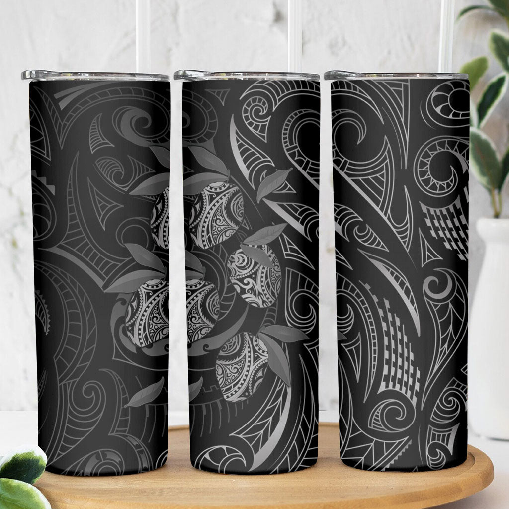Hawaiian Mango Tribal Tattoo Skinny Tumbler Black White Pacific Traditional Pattern LT9 - Polynesian Pride