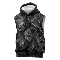 Hawaiian Mango Tribal Tattoo Sleeveless Hoodie Black White Pacific Traditional Pattern LT9 Black - Polynesian Pride