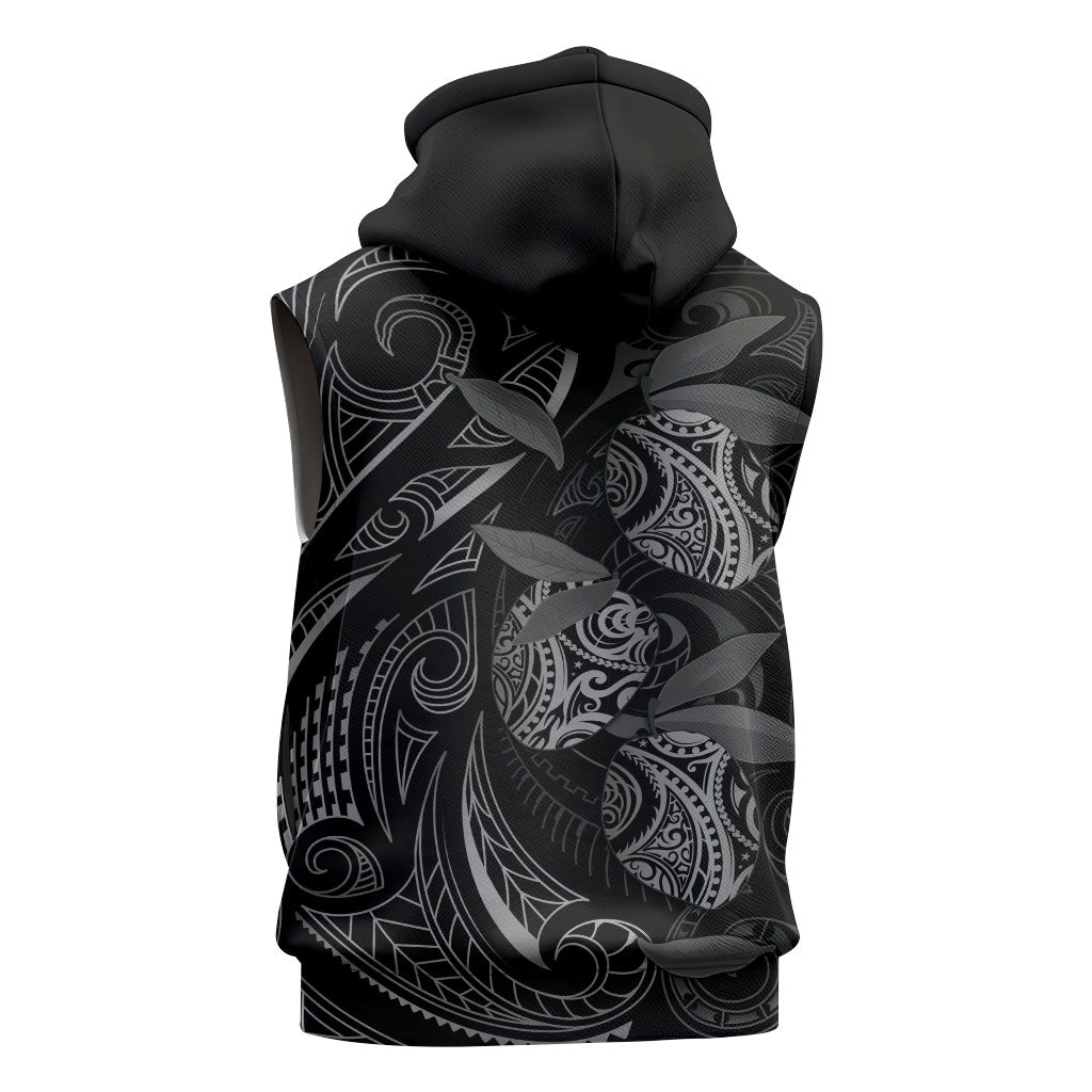 Hawaiian Mango Tribal Tattoo Sleeveless Hoodie Black White Pacific Traditional Pattern LT9 - Polynesian Pride