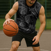 Hawaiian Mango Tribal Tattoo Sleeveless Hoodie Black White Pacific Traditional Pattern LT9 - Polynesian Pride
