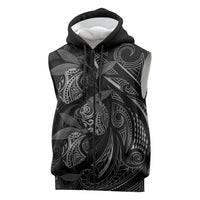 Hawaiian Mango Tribal Tattoo Sleeveless Zip Hoodie Black White Pacific Traditional Pattern LT9 Black - Polynesian Pride