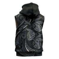 Hawaiian Mango Tribal Tattoo Sleeveless Zip Hoodie Black White Pacific Traditional Pattern LT9 - Polynesian Pride