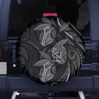 Hawaiian Mango Tribal Tattoo Spare Tire Cover Black White Pacific Traditional Pattern LT9 No hole Black - Polynesian Pride