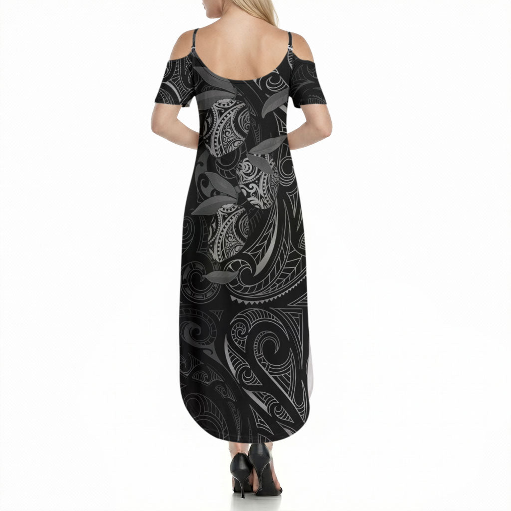 Hawaiian Mango Tribal Tattoo Summer Maxi Dress Black White Pacific Traditional Pattern LT9 - Polynesian Pride