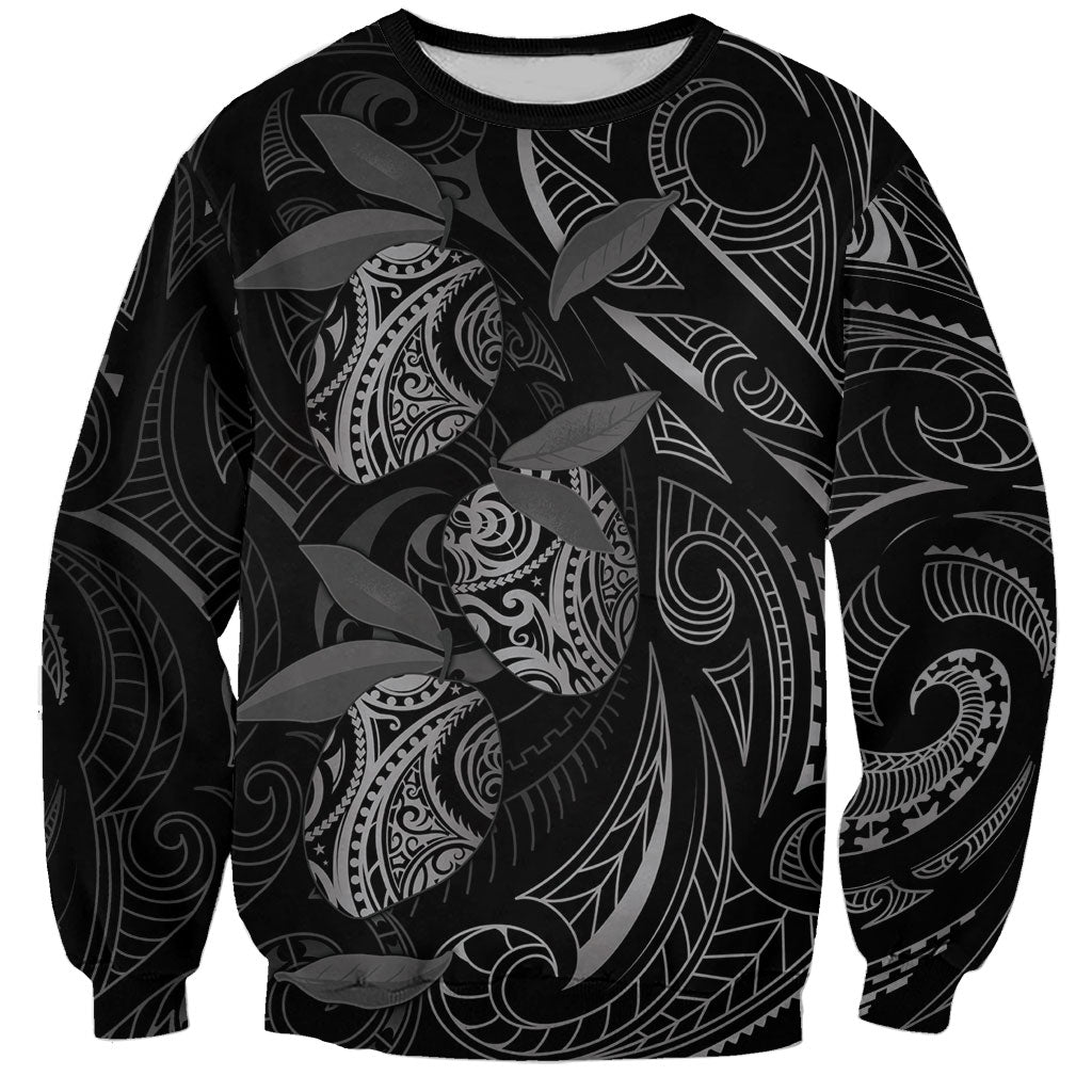 Hawaiian Mango Tribal Tattoo Sweatshirt Black White Pacific Traditional Pattern LT9 Unisex Black - Polynesian Pride