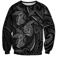 Hawaiian Mango Tribal Tattoo Sweatshirt Black White Pacific Traditional Pattern LT9 Unisex Black - Polynesian Pride