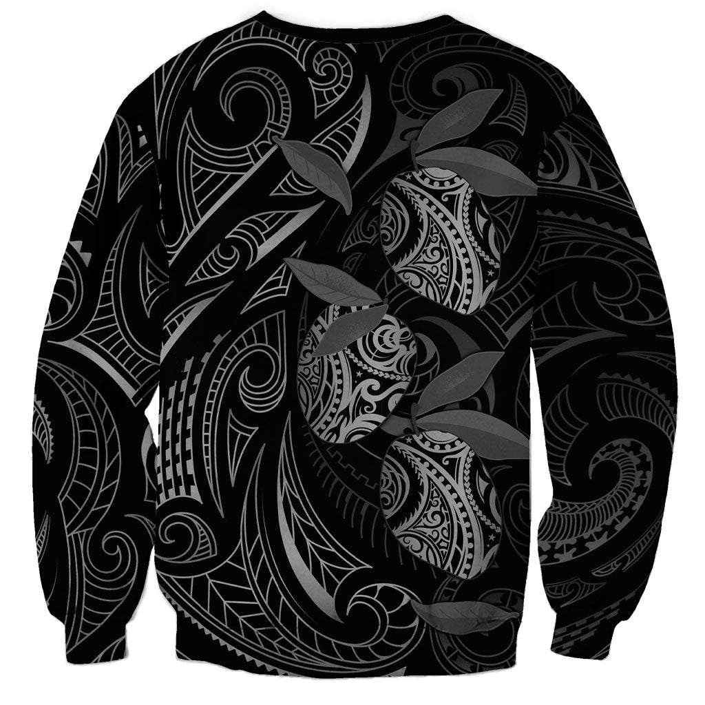 Hawaiian Mango Tribal Tattoo Sweatshirt Black White Pacific Traditional Pattern LT9 - Polynesian Pride