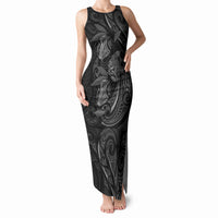 Hawaiian Mango Tribal Tattoo Tank Maxi Dress Black White Pacific Traditional Pattern LT9 Women Black - Polynesian Pride